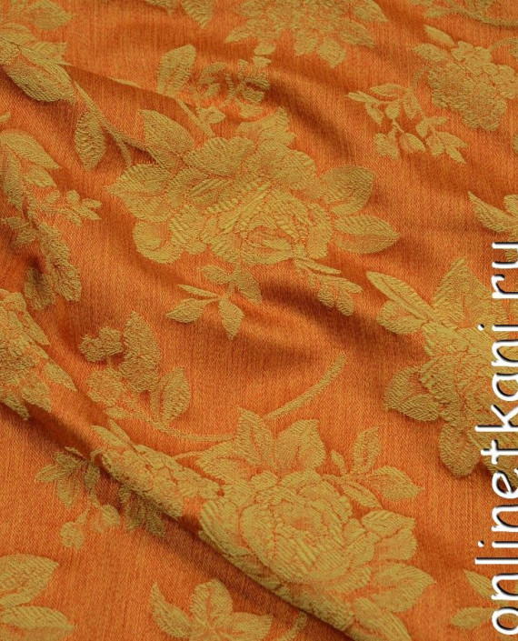 Ткань Гобелен 050 цвет оранжевый цветочный картинка