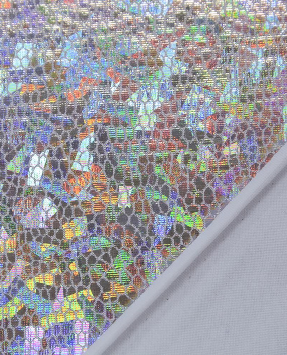 Последний отрез 1м Ткань Голограмма 1068 цвет разноцветный геометрический картинка 1