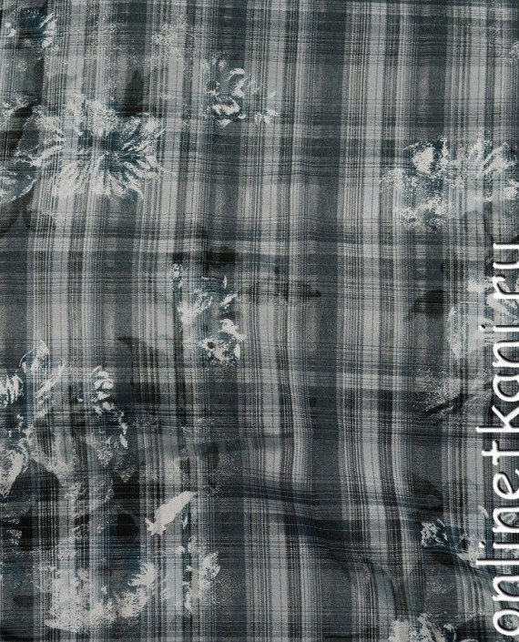 Ткань Хлопок Рубашечный 0409 цвет серый цветочный картинка