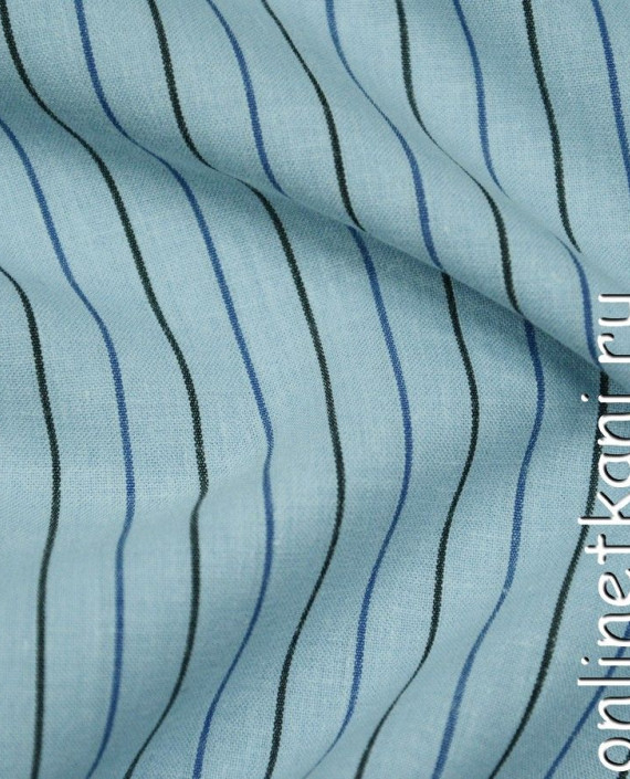 Ткань Рубашечная 0462 цвет голубой в полоску картинка 2