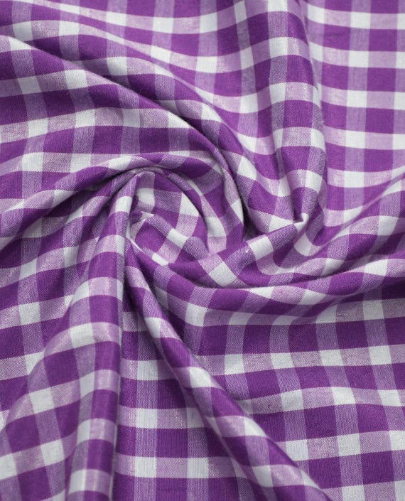 Ткань Хлопок Рубашечная 1987 цвет фиолетовый в клетку картинка