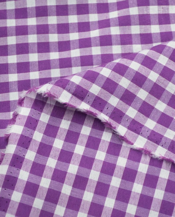 Ткань Хлопок Рубашечная 1987 цвет фиолетовый в клетку картинка 2