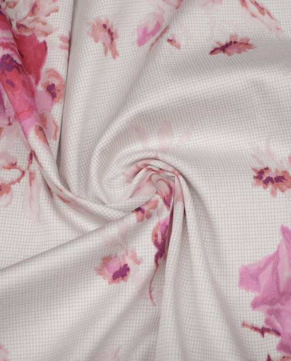 Ткань Хлопок Костюмно-рубашечный 2086 цвет белый цветочный картинка