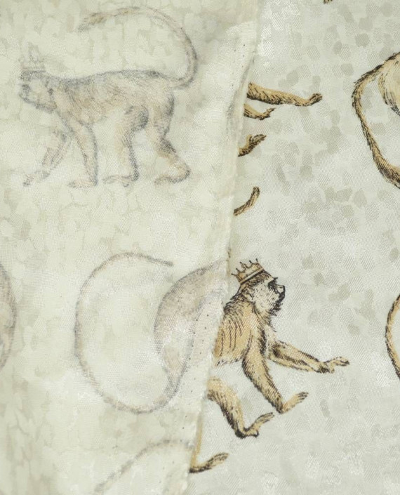 Ткань Жаккард Хлопковый "Король обезьян" 2094 цвет белый абстрактный картинка 2