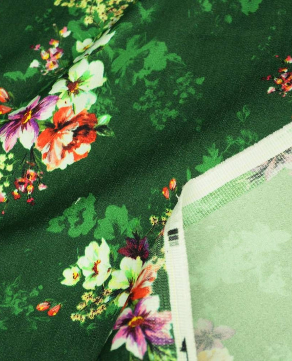 Ткань Хлопок Костюмный 2106 цвет зеленый цветочный картинка 2