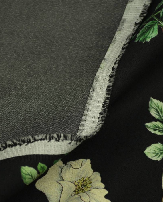 Ткань Хлопок Костюмный 2107 цвет черный цветочный картинка 1
