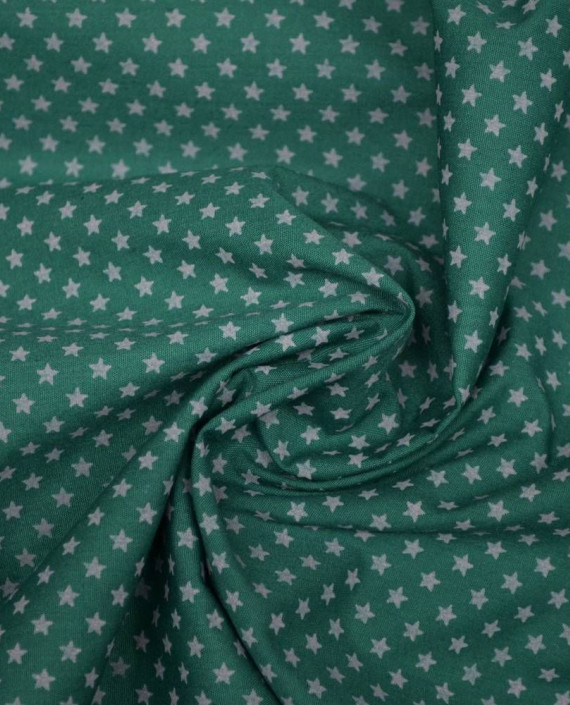 Последний отрез-2м Ткань Хлопок Рубашечный 12126 цвет зеленый в горошек картинка
