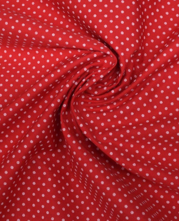 Ткань Хлопок Рубашечный Красные мушки 2134 цвет красный в горошек картинка