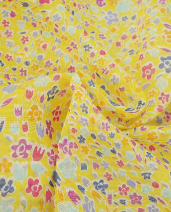 Ткань Хлопок Марлевка 2144 цвет желтый цветочный картинка