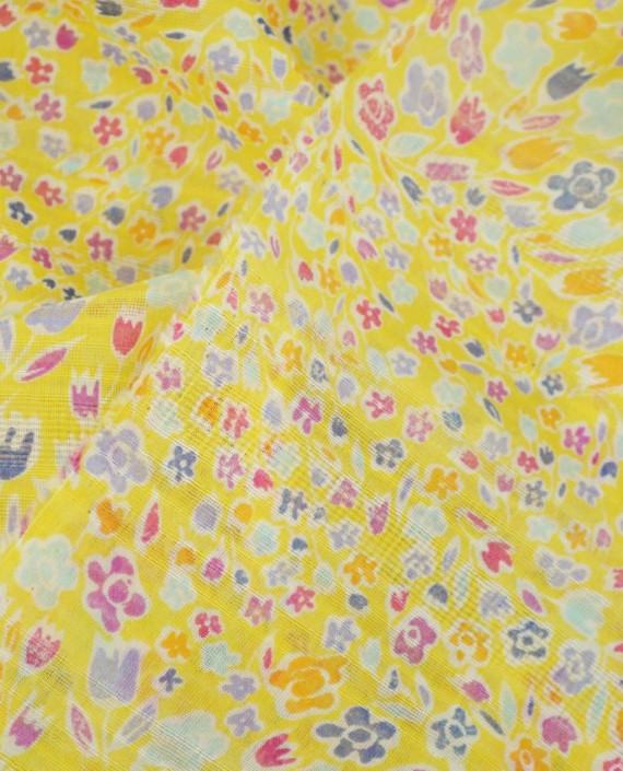Ткань Хлопок Марлевка 2144 цвет желтый цветочный картинка 1