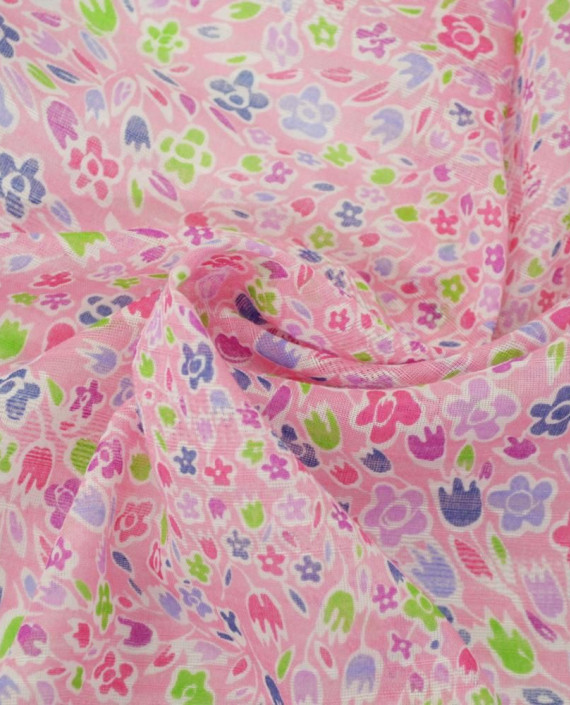 Ткань Хлопок Марлевка 2145 цвет розовый цветочный картинка