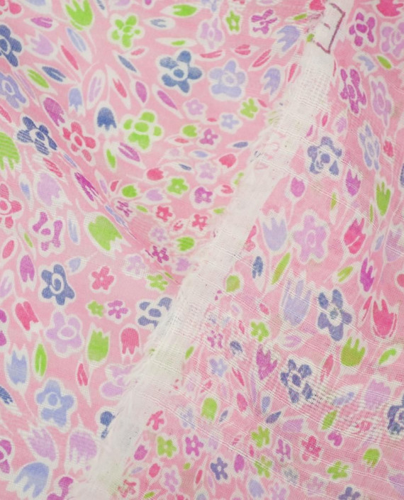 Ткань Хлопок Марлевка 2145 цвет розовый цветочный картинка 2