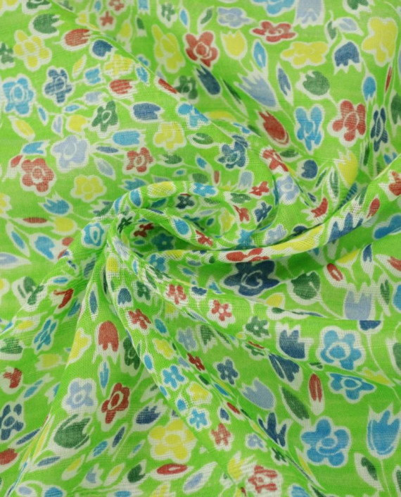 Ткань Хлопок Марлевка 2163 цвет зеленый цветочный картинка
