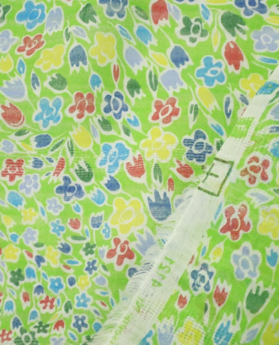 Ткань Хлопок Марлевка 2163 цвет зеленый цветочный картинка 2