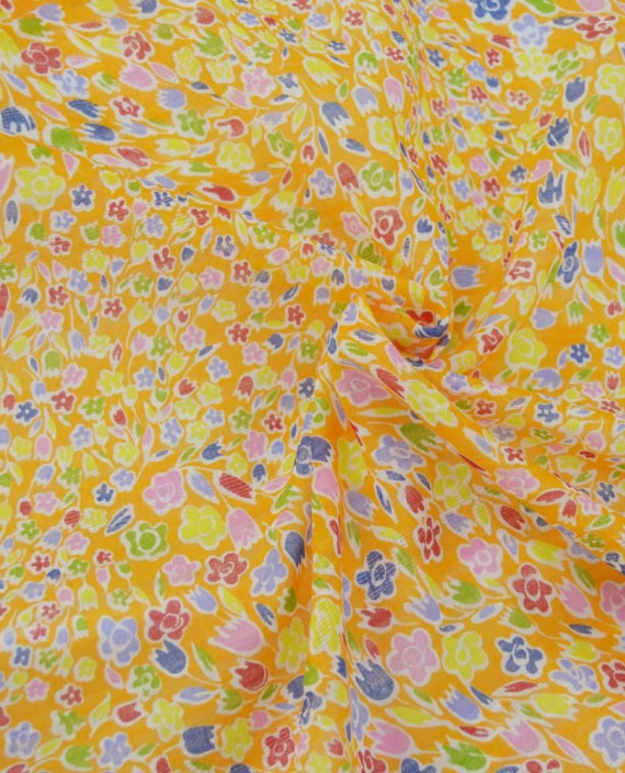 Ткань Хлопок Марлевка 2164 цвет оранжевый цветочный картинка
