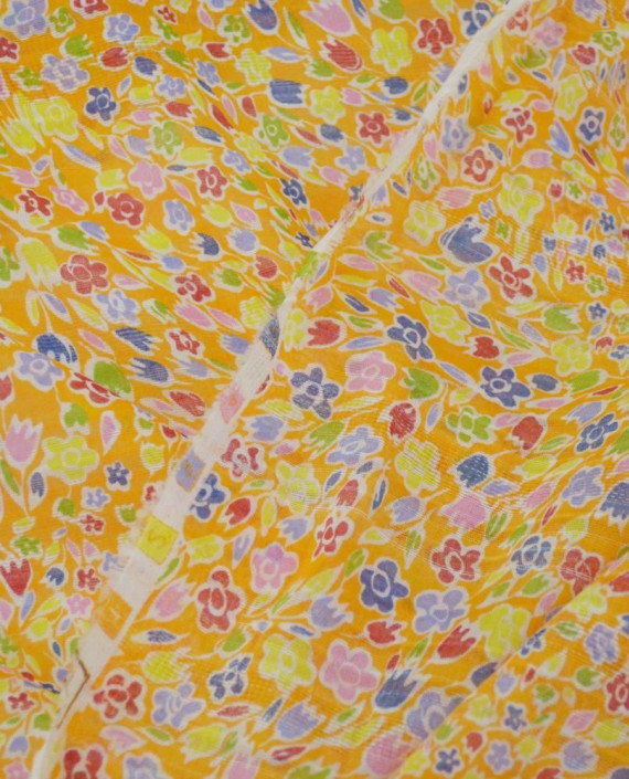 Ткань Хлопок Марлевка 2164 цвет оранжевый цветочный картинка 2
