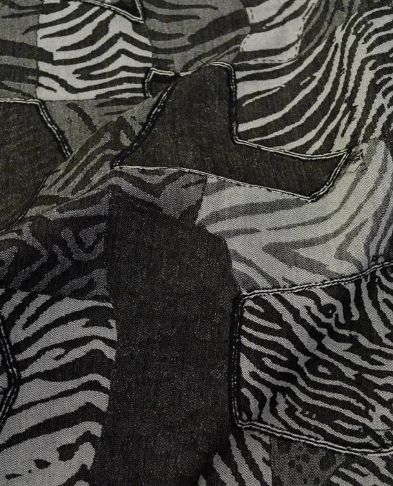 Ткань Джинс "Лоскутное шитье" 2179 цвет черный анималистический картинка