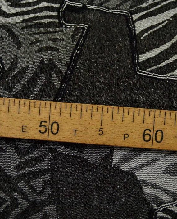 Ткань Джинс "Лоскутное шитье" 2179 цвет черный анималистический картинка 1