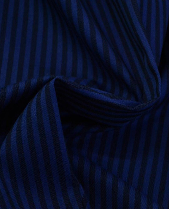 Ткань Хлопок Костюмный "Ультрамарин" 2196 цвет синий в полоску картинка