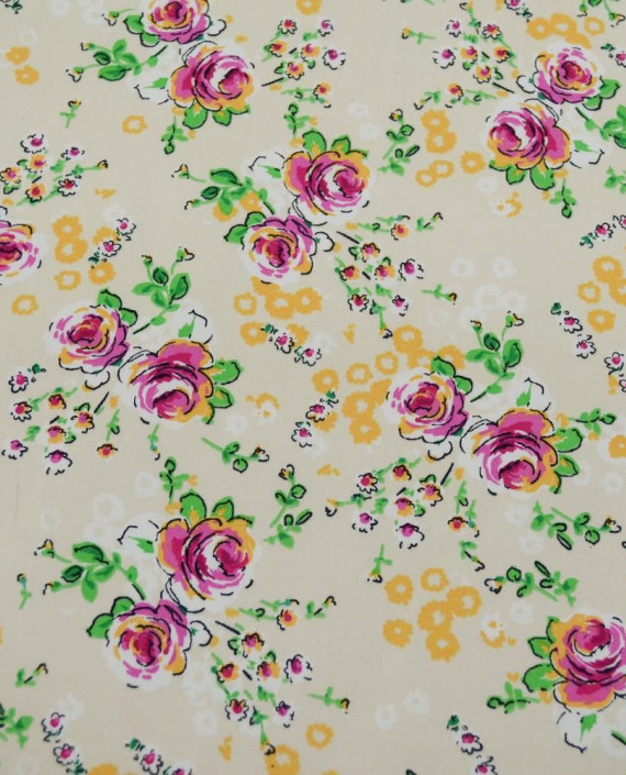 Ткань Хлопок Костюмный Принт 2352 цвет разноцветный цветочный картинка