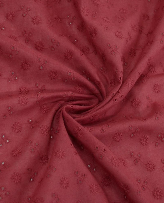 Ткань Хлопок Шитье 2461 цвет красный цветочный картинка