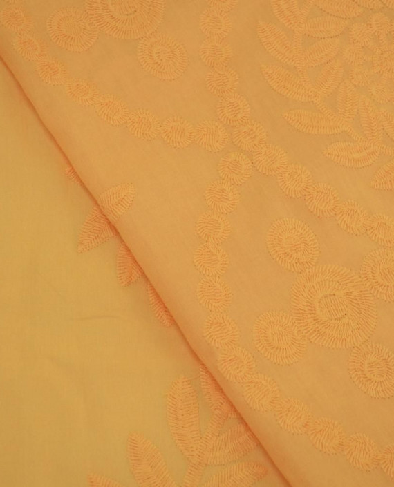 Ткань Хлопок Шитье 2464 цвет оранжевый цветочный картинка 2