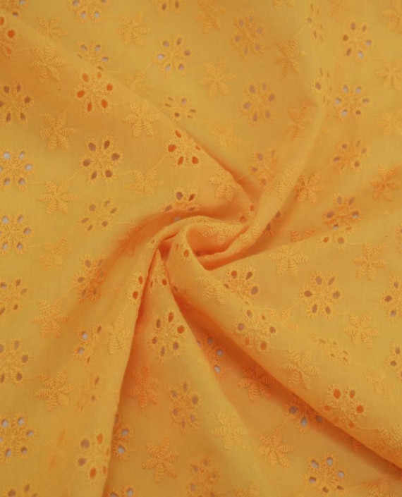 Ткань Хлопок Шитье 2465 цвет оранжевый цветочный картинка