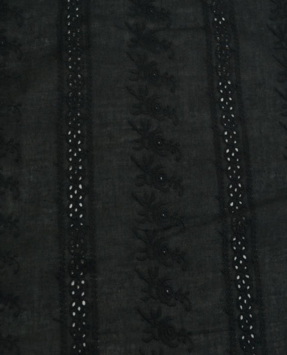 Ткань Хлопок Шитье 2467 цвет черный цветочный картинка