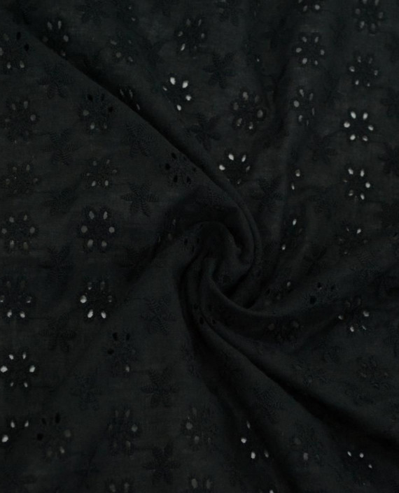 Ткань Хлопок Шитье 2468 цвет черный цветочный картинка