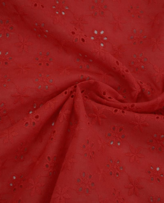 Ткань Хлопок Шитье 2477 цвет красный цветочный картинка