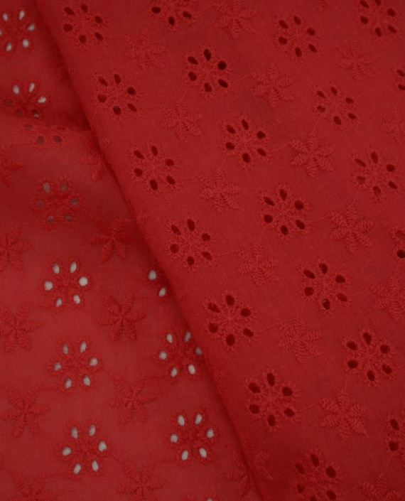 Ткань Хлопок Шитье 2477 цвет красный цветочный картинка 2
