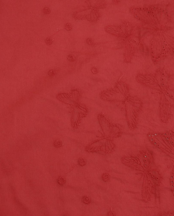 Ткань Хлопок Шитье 2478 цвет красный цветочный картинка