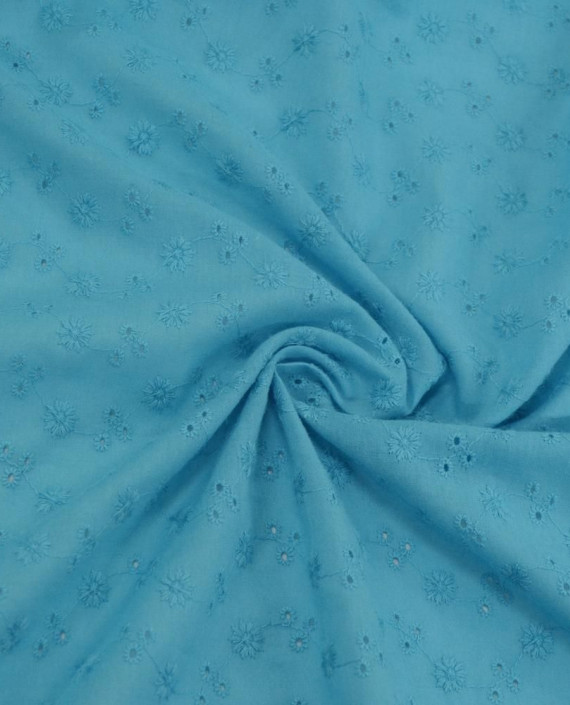 Ткань Хлопок Шитье 2481 цвет голубой цветочный картинка