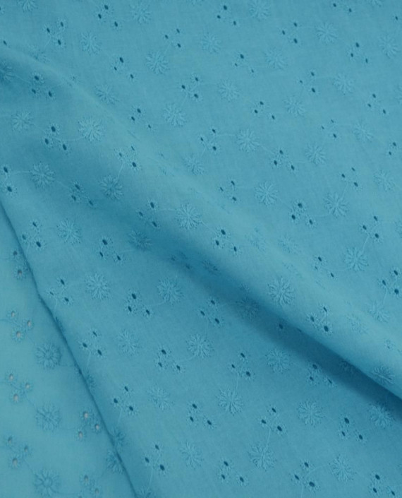 Ткань Хлопок Шитье 2481 цвет голубой цветочный картинка 1