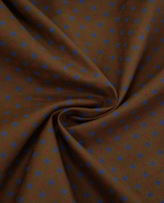 Ткань Хлопок Принт 2491 цвет коричневый геометрический картинка