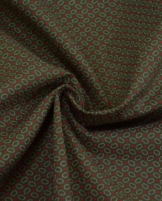 Ткань Хлопок Принт 2505 цвет хаки геометрический картинка