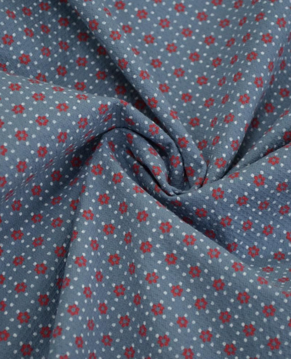 Ткань Хлопок Принт 2518 цвет голубой цветочный картинка