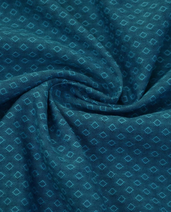 Ткань Хлопок Костюмный 2540 цвет голубой геометрический картинка