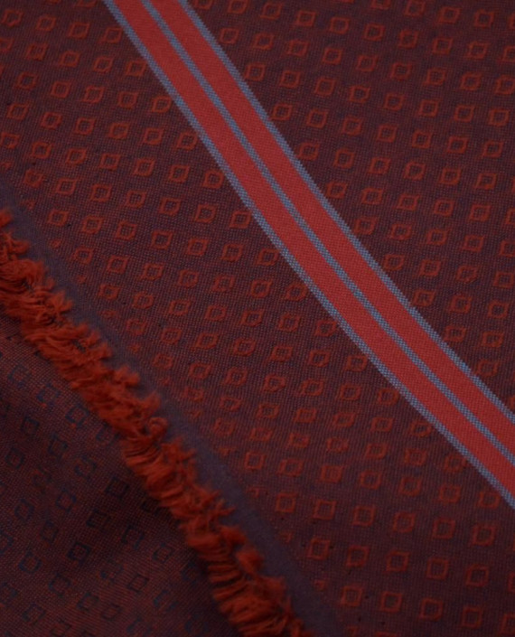 Ткань Хлопок Костюмный 2541 цвет бордовый геометрический картинка 2