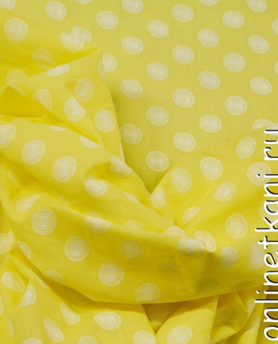 Ткань Хлопок 0595 цвет желтый в горошек картинка 2