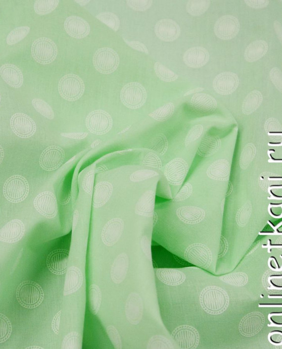 Ткань Хлопок 0598 цвет зеленый в горошек картинка 1