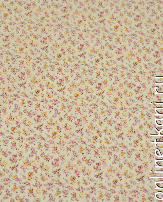 Ткань Хлопок 0614 цвет бежевый цветочный картинка