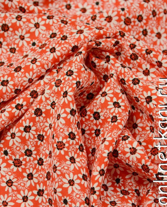 Ткань Хлопок 0619 цвет красный цветочный картинка 1