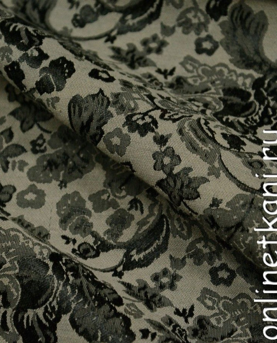 Ткань Костюмная 0881 цвет серый цветочный картинка