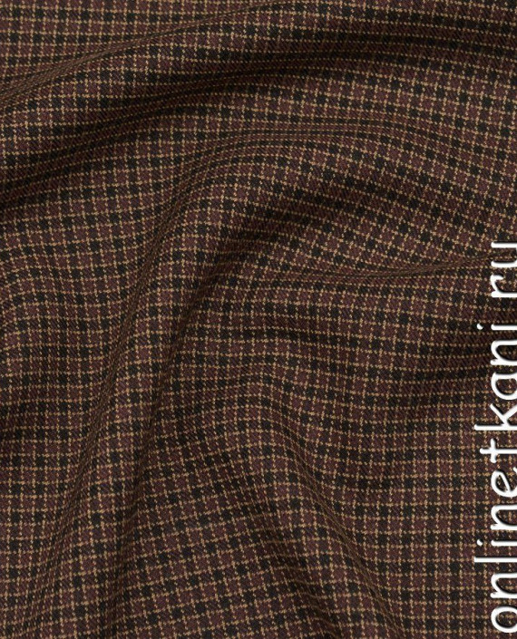 Ткань Рубашечно-костюмная 0978 цвет коричневый в клетку картинка 1