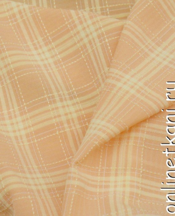 Ткань Рубашечная 0279 цвет оранжевый в клетку картинка 1