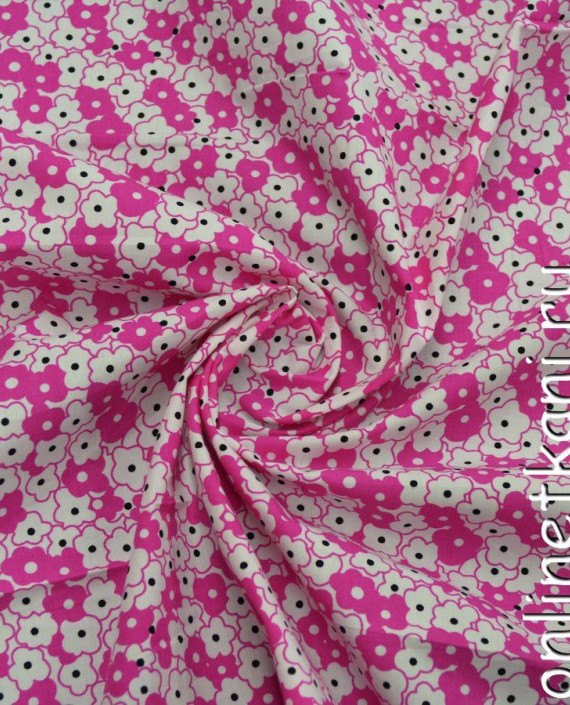 Ткань Хлопок Поплин 1078 цвет розовый цветочный картинка