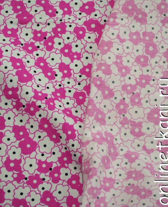 Ткань Хлопок Поплин 1078 цвет розовый цветочный картинка 2