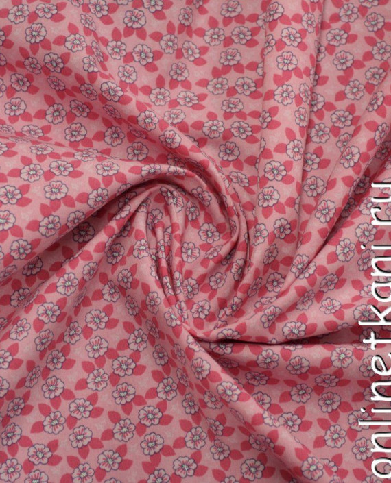Ткань Хлопок Поплин 1079 цвет розовый цветочный картинка