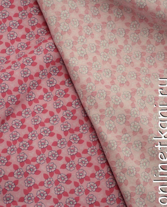 Ткань Хлопок Поплин 1079 цвет розовый цветочный картинка 1